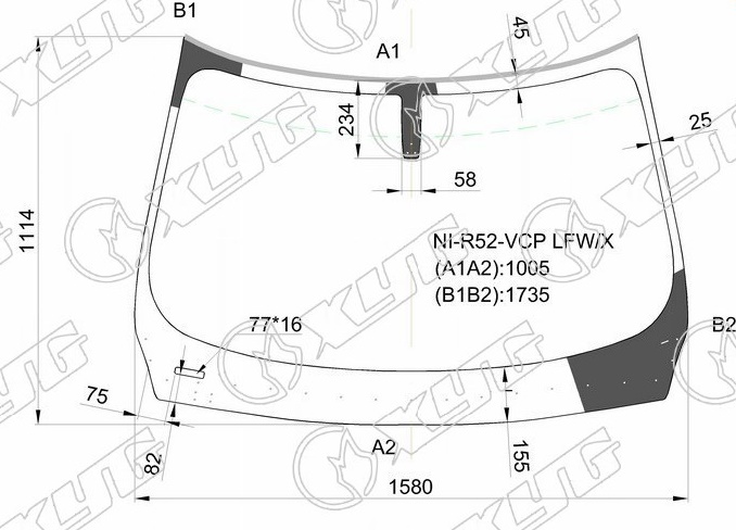 Стекло лобовое INFINITI JX35, QX60, NISSAN PATHFINDER XYG NI-R52-VCP LFW/X 