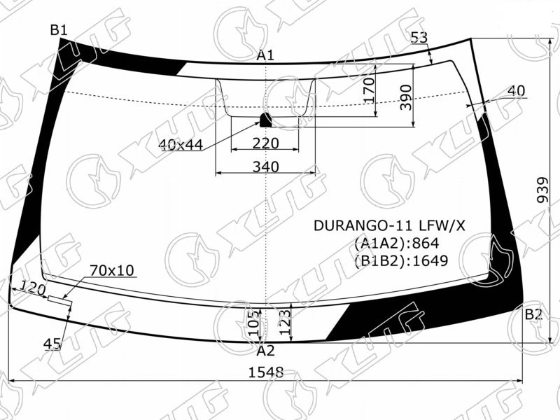 Стекло лобовое JEEP GRAND CHEROKEE, DODGE DURANGO XYG DURANGO-11 LFW/X 