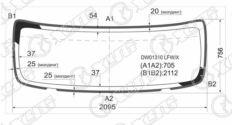 Стекло лобовое KENWORTH, PETERBILT 387 XYG DW01310 LFW/X 