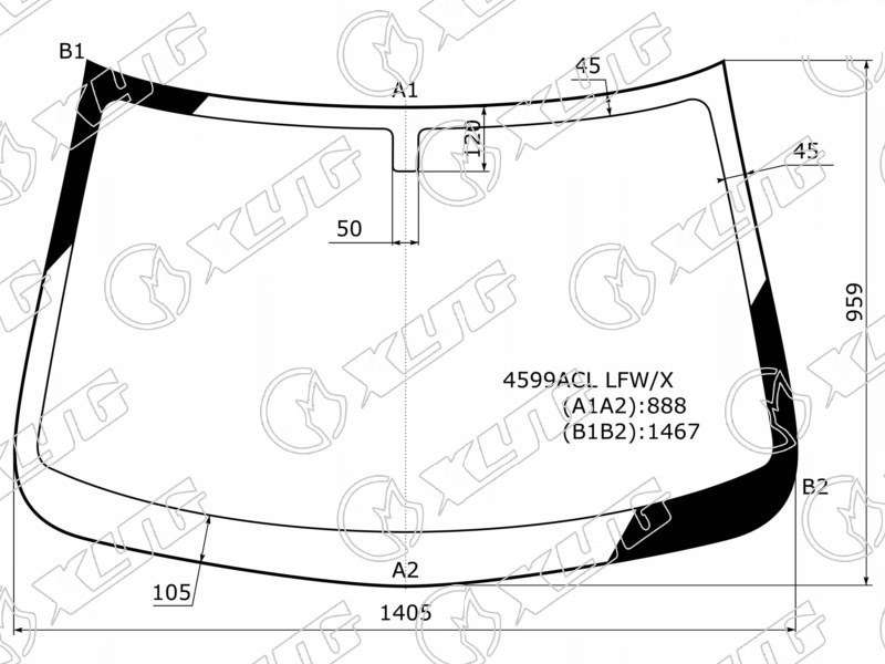 Стекло лобовое LADA GRANTA, KALINA XYG 4599ACL LFW/X 