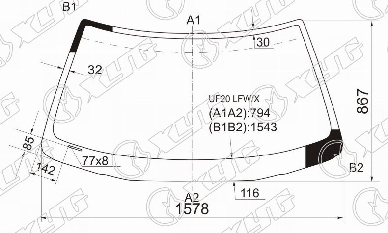 Стекло лобовое LEXUS LS 400, TOYOTA CELSIOR XYG UF20 LFW/X 