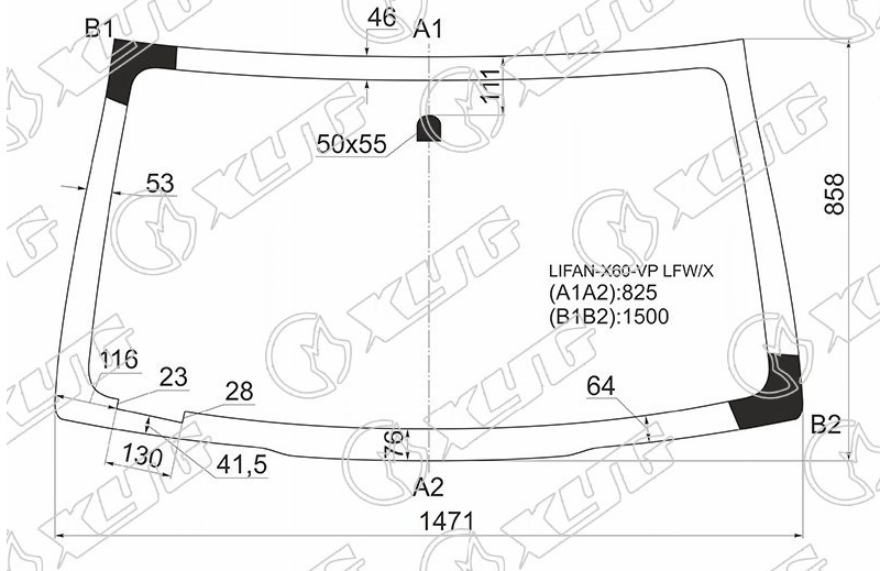 Стекло лобовое LIFAN X60 XYG LIFAN-X60-VP LFW/X 