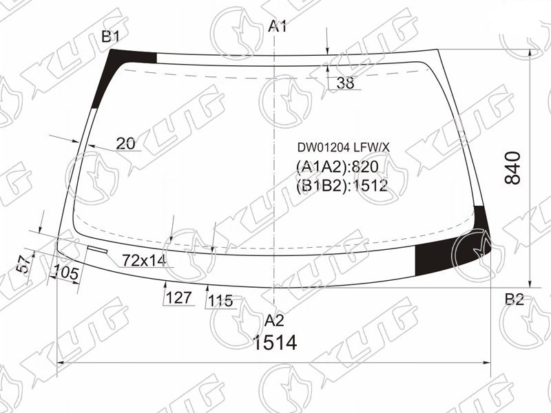 Стекло лобовое LINCOLN CONTINENTAL XYG DW01204 LFW/X 