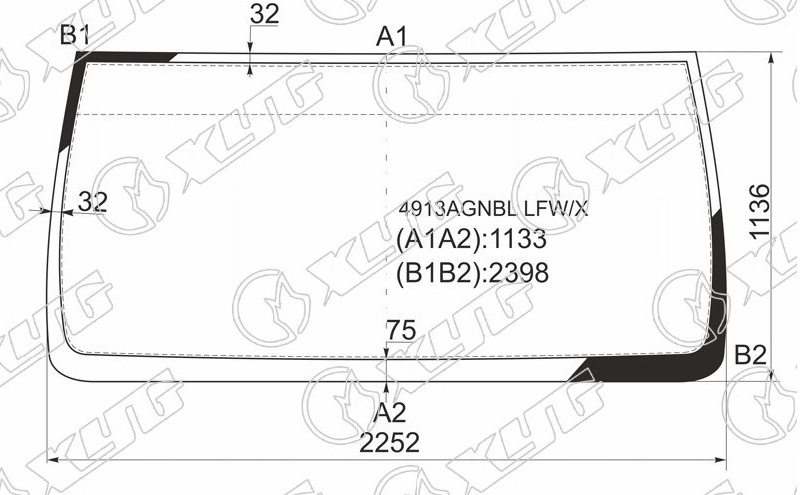 Стекло лобовое MAN TGA XYG 4913AGNBL LFW/X 