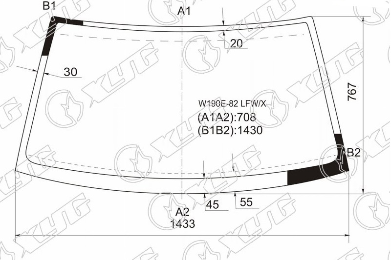 Стекло лобовое MERCEDES-BENZ 190 XYG W190E-82 LFW/X 