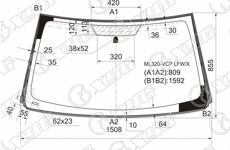 Стекло лобовое MERCEDES-BENZ ML-CLASS XYG ML320-VCP LFW/X 