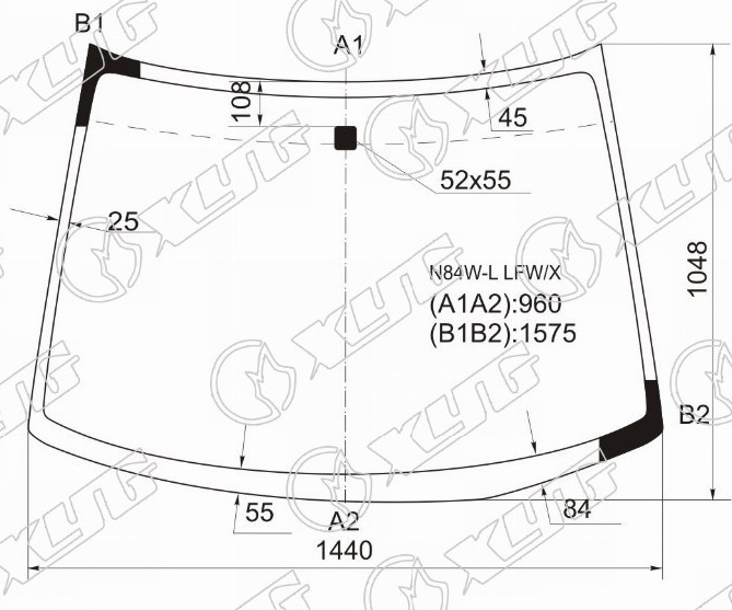 Стекло лобовое MITSUBISHI CHARIOT GRANDIS XYG N84W-L LFW/X 