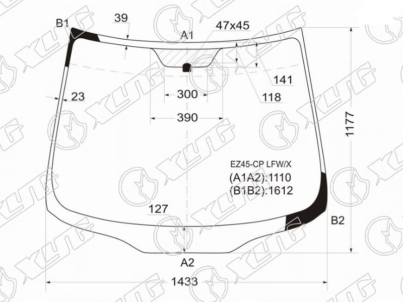 Стекло лобовое MITSUBISHI GRANDIS XYG EZ45-CP LFW/X 