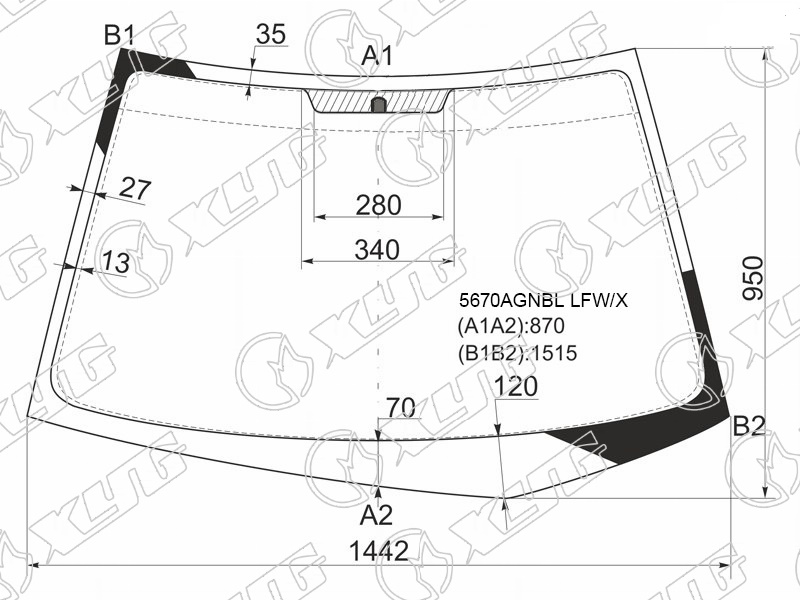 Стекло лобовое MITSUBISHI LANCER XYG 5670AGNBL LFW/X 