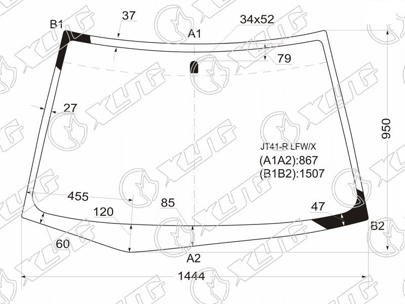 Стекло лобовое MITSUBISHI LANCER, CEDIA XYG JT41-R LFW/X 