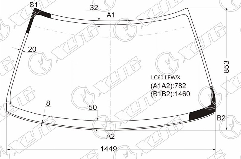 Стекло лобовое MITSUBISHI MIRAGE, LANCER XYG LC60 LFW/X 