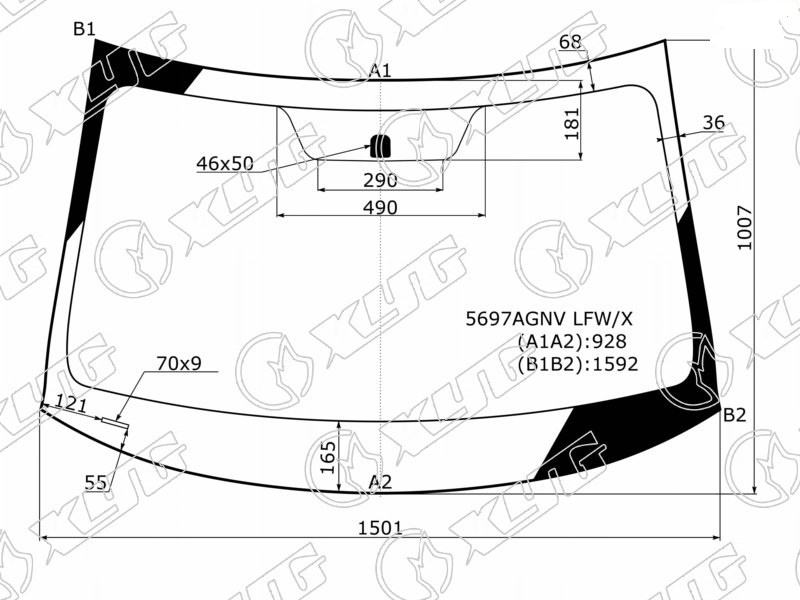 Стекло лобовое MITSUBISHI OUTLANDER XYG 5697AGNV LFW/X 