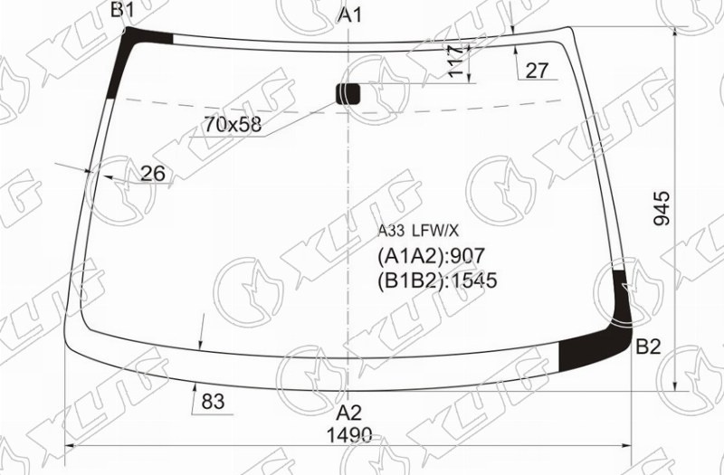 Стекло лобовое NISSAN CEFIRO, MAXIMA XYG A33 LFW/X 