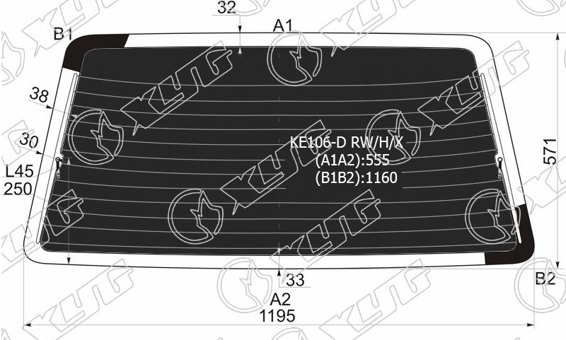 Стекло заднее затемненное с обогревом TOYOTA COROLLA XYG KE106-D RW/H/X 