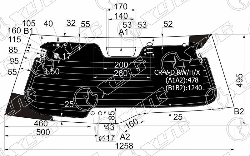 Стекло заднее затемненное с обогревом HONDA CR-V XYG CR-V-D RW/H/X 