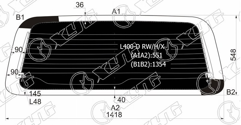 Стекло заднее затемненное с обогревом MITSUBISHI DELICA VAN XYG L400-D RW/H/X 