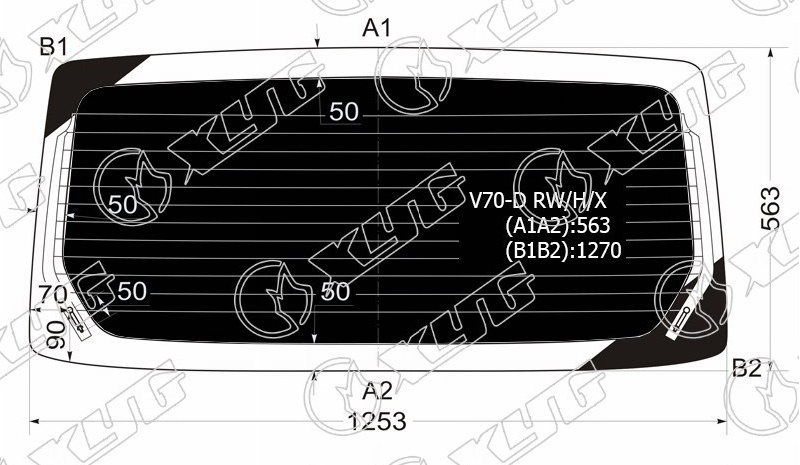 Стекло заднее затемненное с обогревом MITSUBISHI PAJERO XYG V70-D RW/H/X 