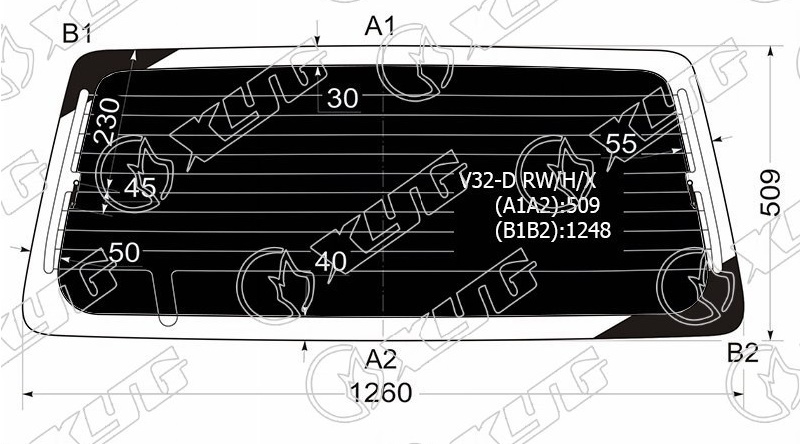 Стекло заднее затемненное с обогревом MITSUBISHI PAJERO, MONTERO XYG V32-D RW/H/X 