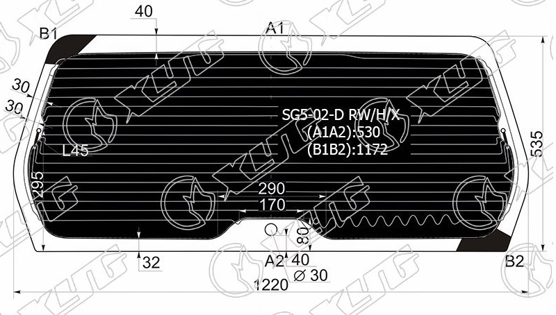 Стекло заднее затемненное с обогревом SUBARU FORESTER XYG SG5-02-D RW/H/X 