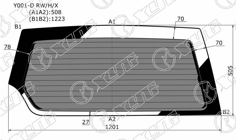 Стекло заднее затемненное с обогревом SUZUKI ESCUDO, VITARA XYG Y001-D RW/H/X 