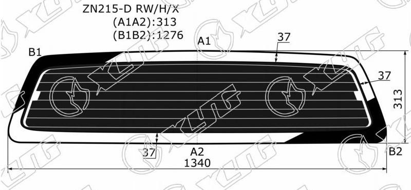 Стекло заднее затемненное с обогревом TOYOTA HILUX PICK-UP XYG ZN215-D RW/H/X 