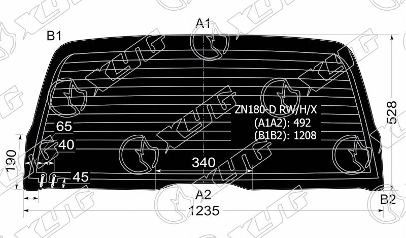 Стекло заднее затемненное с обогревом TOYOTA HILUX SURF XYG ZN180-D RW/H/X 