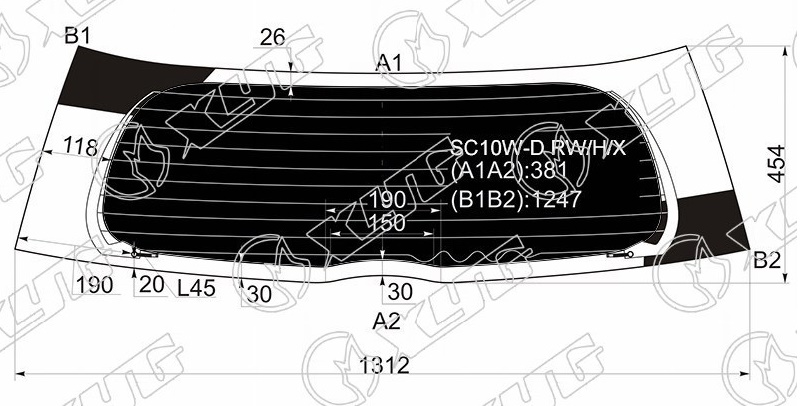 Стекло заднее затемненное с обогревом TOYOTA IST, SCION XA NCP6 XYG SC10W-D RW/H/X 