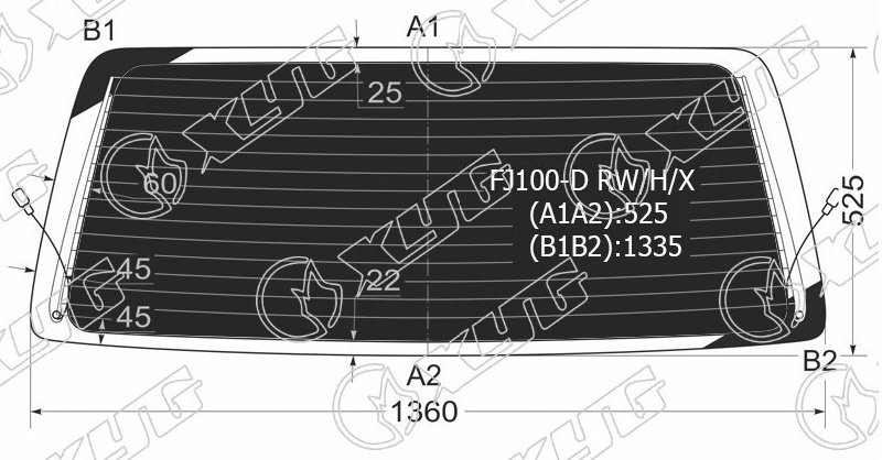 Стекло заднее затемненное с обогревом TOYOTA LAND CRUISER, LEXUS LX470 XYG FJ100-D RW/H/X 