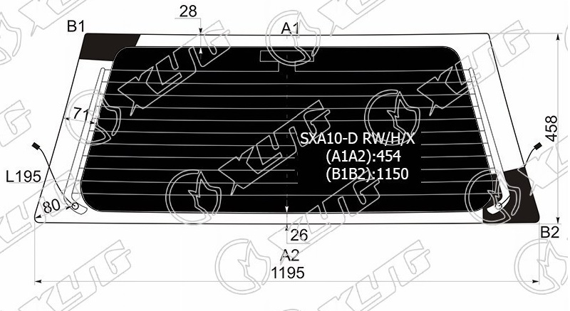 Стекло заднее затемненное с обогревом TOYOTA RAV4 XYG SXA10-D RW/H/X 