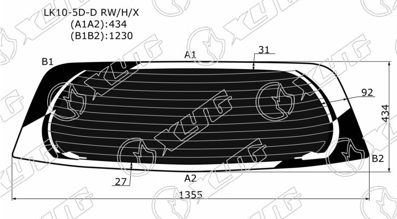 Стекло заднее затемненное с обогревом TOYOTA VITZ, YARIS XYG LK10-5D-D RW/H/X 