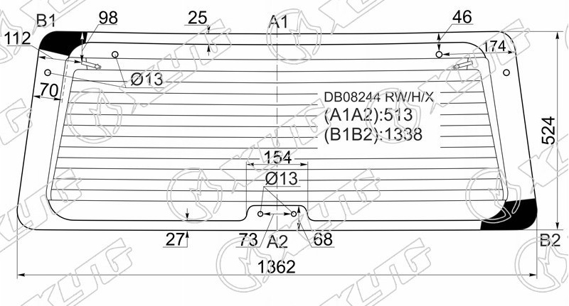 Стекло заднее с обогревом FORD EXPLORER XYG DB08244 RW/H/X 