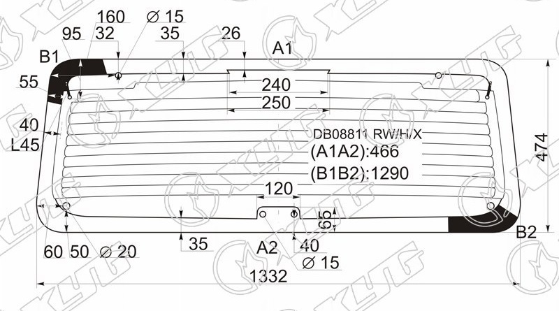 Стекло заднее с обогревом JEEP GRAND CHEROKEE XYG DB08811 RW/H/X 