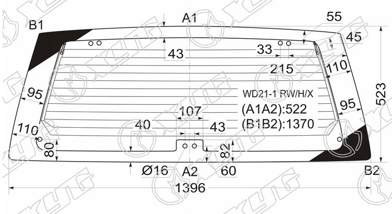 Стекло заднее с обогревом NISSAN TERRANO, PATHFIDER XYG WD21-1 RW/H/X