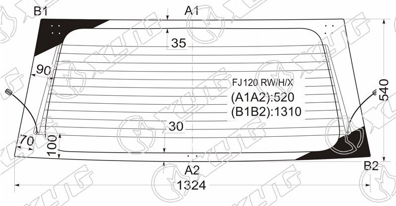 Стекло заднее с обогревом TOYOTA LAND CRUISER PRADO XYG FJ120 RW/H/X 