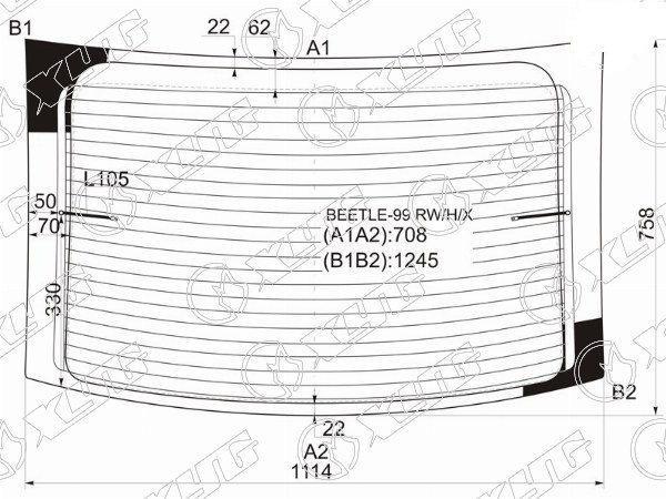 Стекло заднее с обогревом VOLKSWAGEN NEW BEETLE XYG BEETLE-99 RW/H/X 