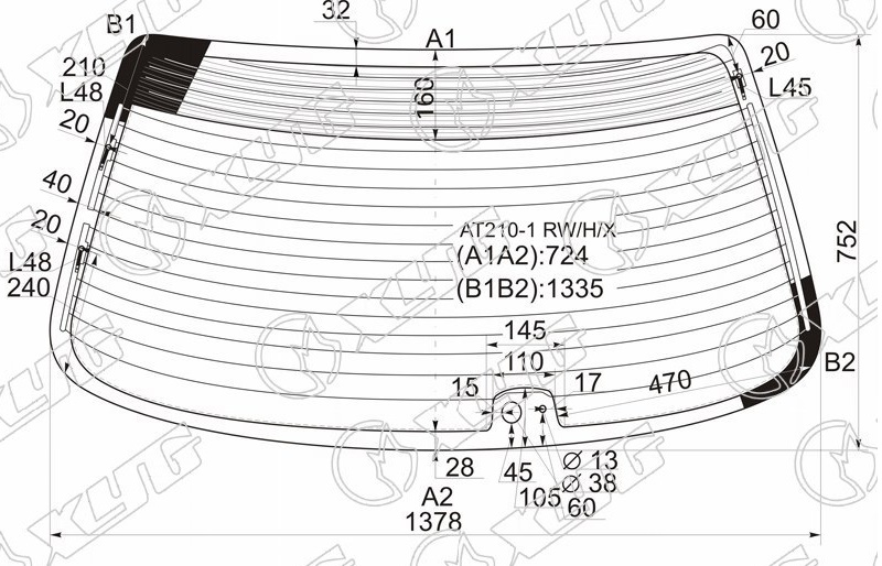 Стекло заднее с обогревом TOYOTA CARINA XYG AT210-1 RW/H/X 