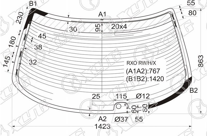 Стекло заднее с обогревом TOYOTA MARK II XYG RXO RW/H/X 