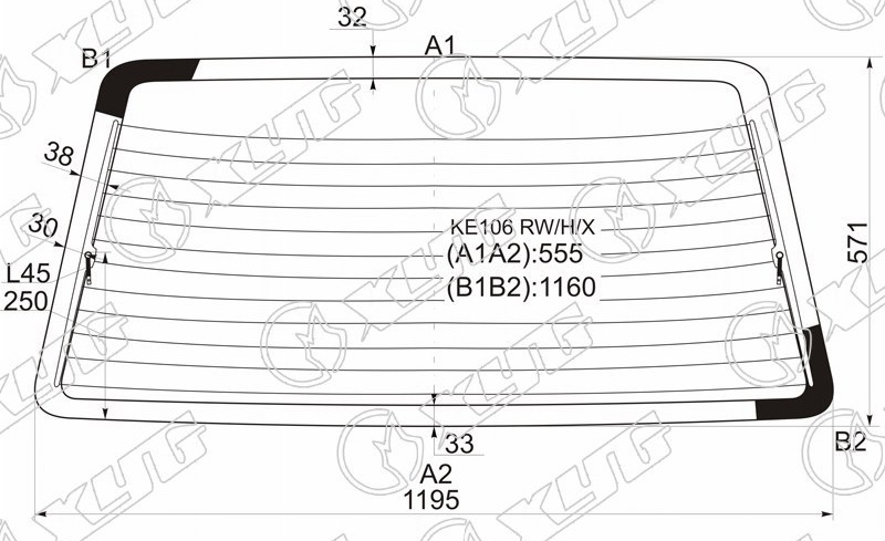 Стекло заднее с обогревом TOYOTA COROLLA XYG KE106 RW/H/X 