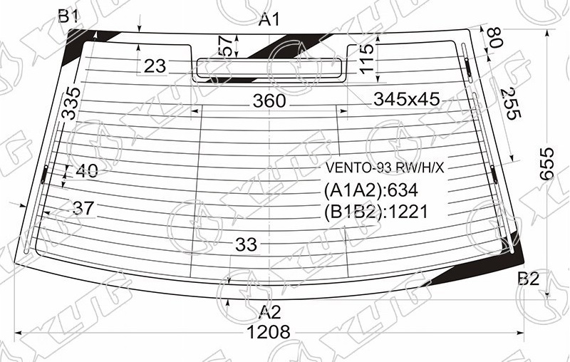 Стекло заднее с обогревом VOLKSWAGEN JETTA, VENTO XYG VENTO-93 RW/H/X 