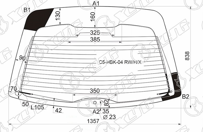 Стекло заднее с обогревом CITROEN C5 XYG C5-HBK-04 RW/H/X 