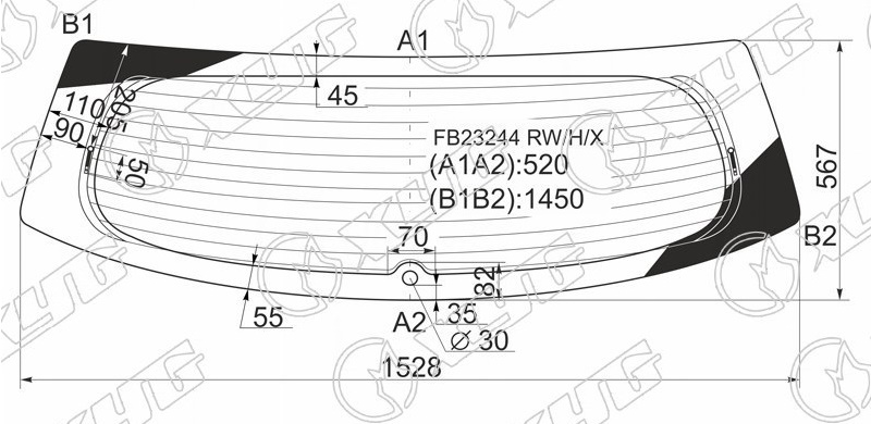 Стекло заднее с обогревом ACURA RDX XYG FB23244 RW/H/X 