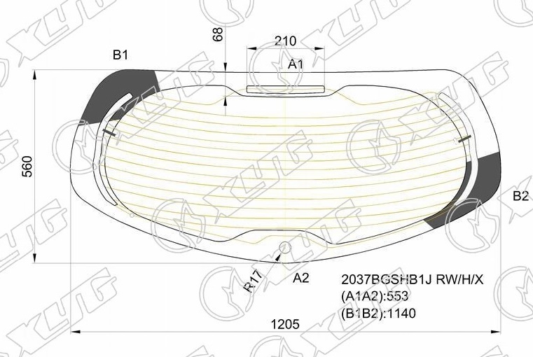 Стекло заднее с обогревом ALFA ROMEO 147 XYG 2037BGSHB1J RW/H/X 