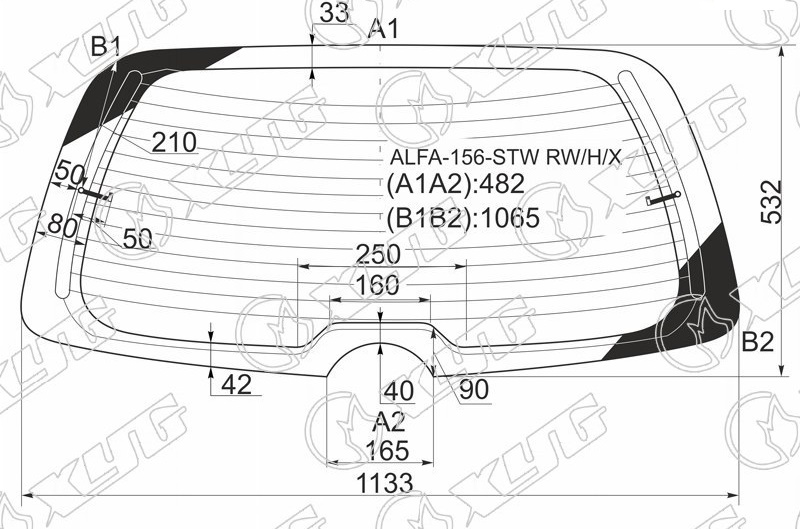 Стекло заднее с обогревом ALFA ROMEO 156 XYG ALFA-156-STW RW/H/X 