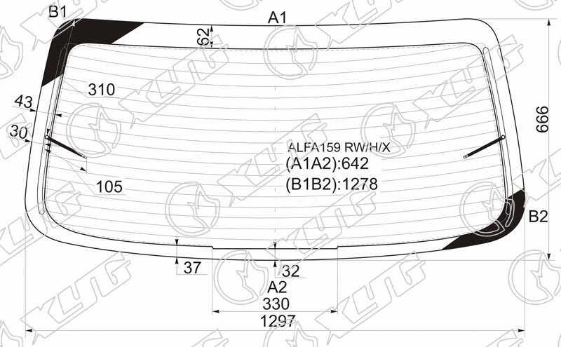 Стекло заднее с обогревом ALFA ROMEO 159 XYG ALFA159 RW/H/X 