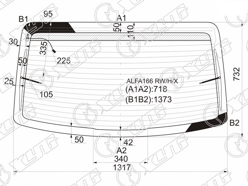 Стекло заднее с обогревом ALFA ROMEO 166 XYG ALFA166 RW/H/X 