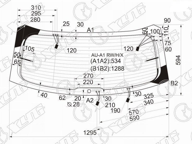 Стекло заднее с обогревом AUDI A1 XYG AU-A1 RW/H/X 