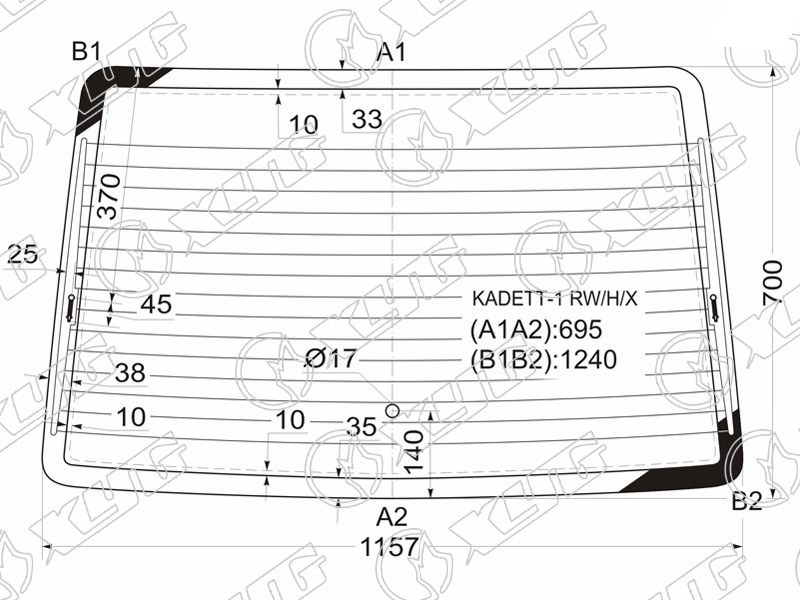 Стекло заднее с обогревом OPEL KADETT XYG KADETT-1 RW/H/X 