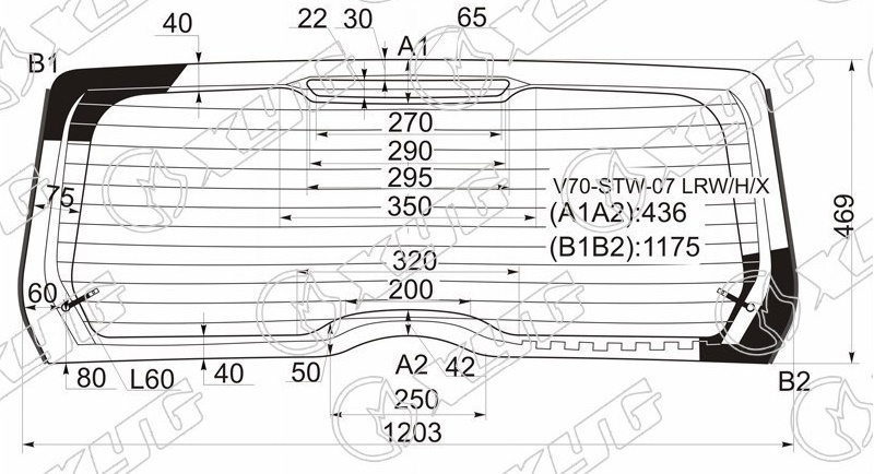 Стекло заднее с обогревом VOLVO V70, XC70 XYG V70-STW-07 LRW/H/X 