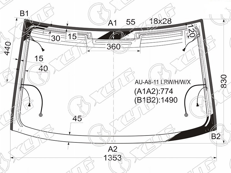 Стекло заднее с обогревом AUDI A8 XYG AU-A8-11 LRW/H/W/X 