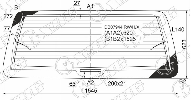 Стекло заднее с обогревом CHRYSLER TOWN COUNTRY, DODGE CARAVAN XYG DB07944 RW/H/X 